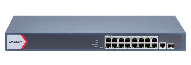 [DS-3E1518P-EI/M] HIKVISION 16× gigabit PoE RJ45 ports, 1× gigabit RJ45 port, 1× gigabit fiber optical port